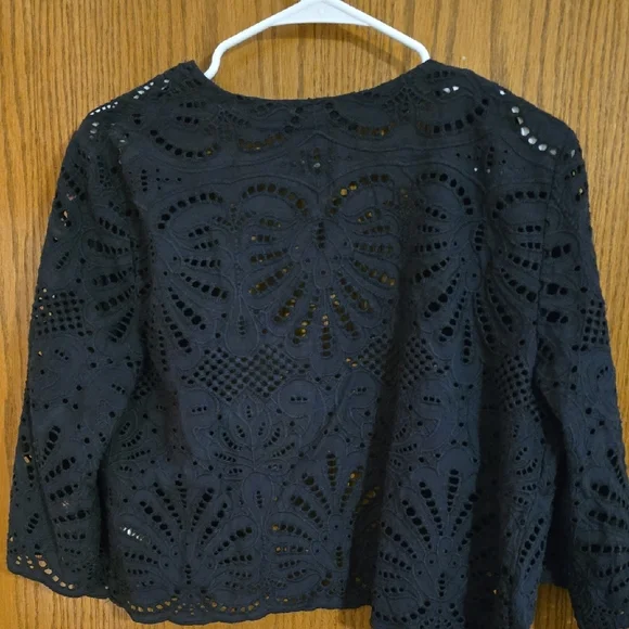 Talbots Women's Navy Lace Cotton Cardigan / Shrug - Picture 3 of 4